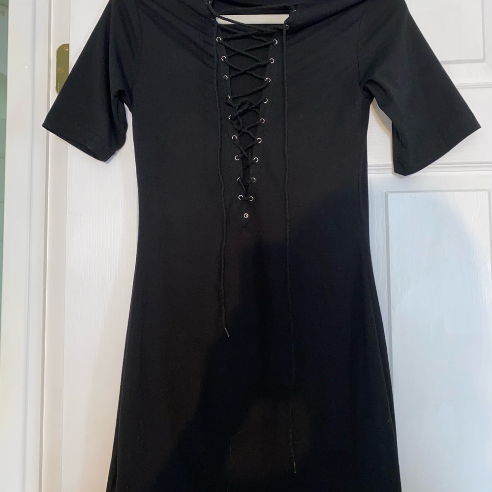 Black Lace-Up Dress